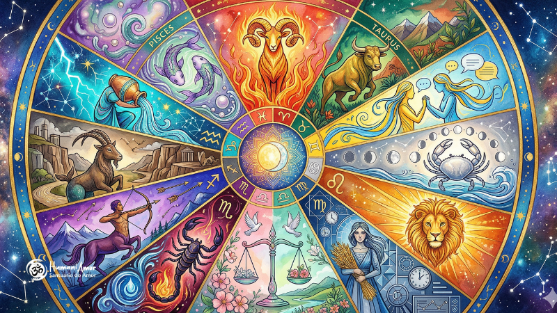 Descubra como as cores de cada signo podem influenciar sua energia, emoções e resultados em 2026 cor de cada signo em 2026 representada pelos signos do zodíaco e suas cores energéticas